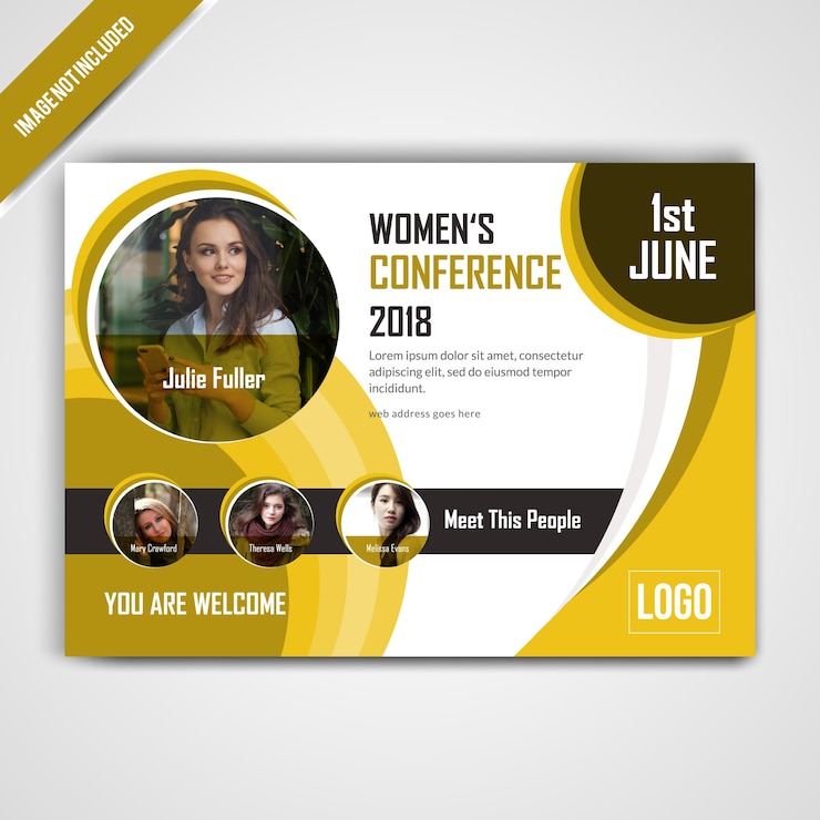 Vector horizontal conference yellow flyer design