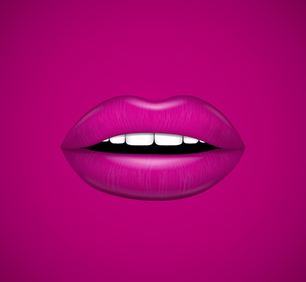 Hot pink lips Vector illustration