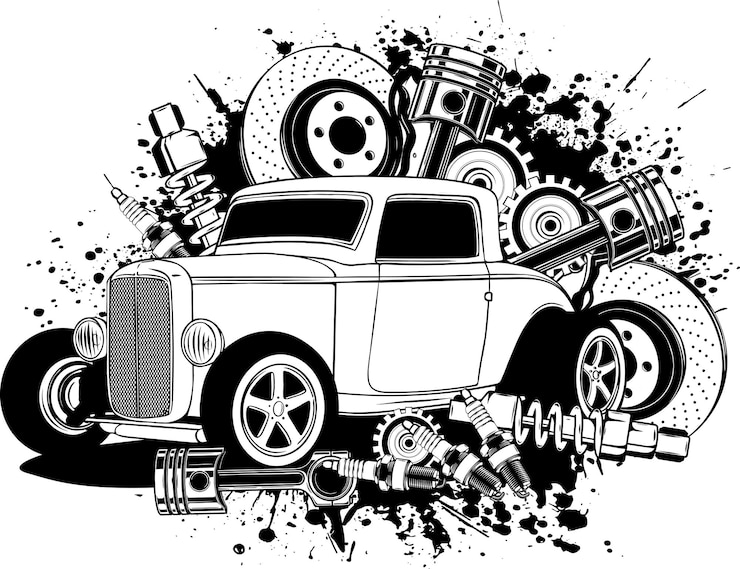 Vector hot rod car icon line style icon vector illustration vehicle icon stock