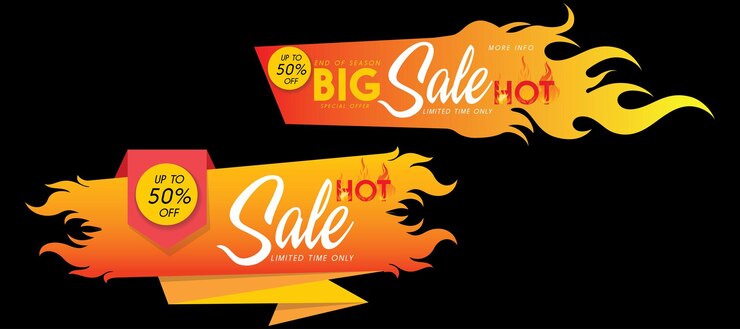 Hot Sale Banner Big sale up to 50 off Special offers this weekend Vector illustration