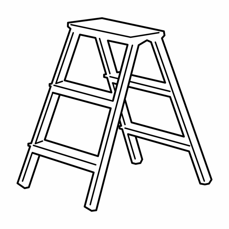 Vector household step ladder outline object