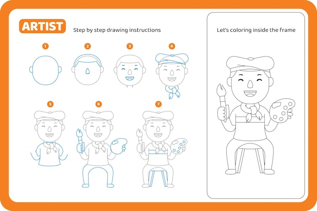How to draw artist profession tutorial vector
