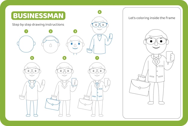 How to draw businessman profession tutorial vector