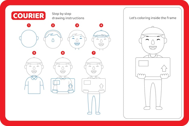 How to draw courier profession tutorial vector