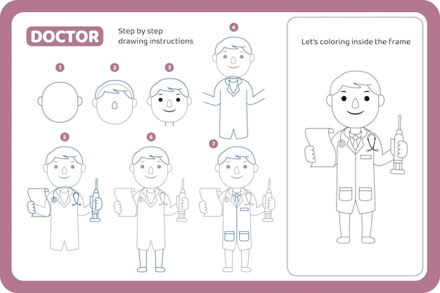 How to draw doctor profession tutorial vector