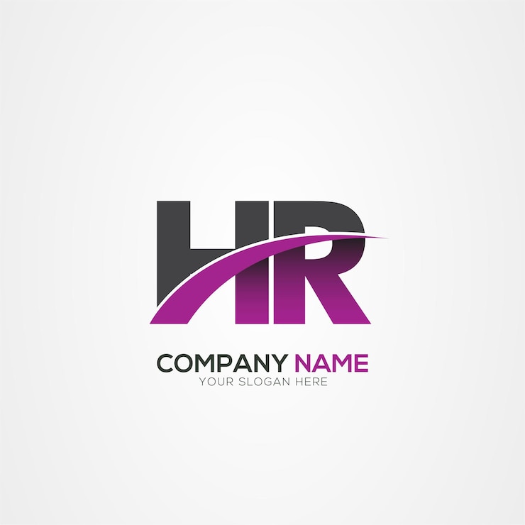 HR or RH Letter Logo Design with a Creative Cut Creative logo design