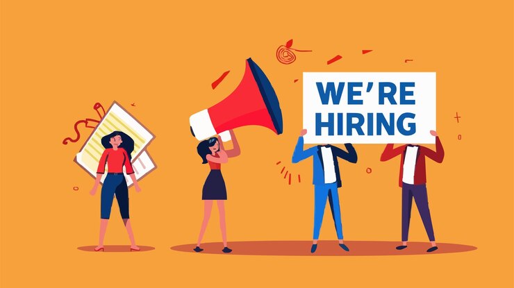Vector hr recruiting announcement we are hiring advertisement human resources or employer looking for cand