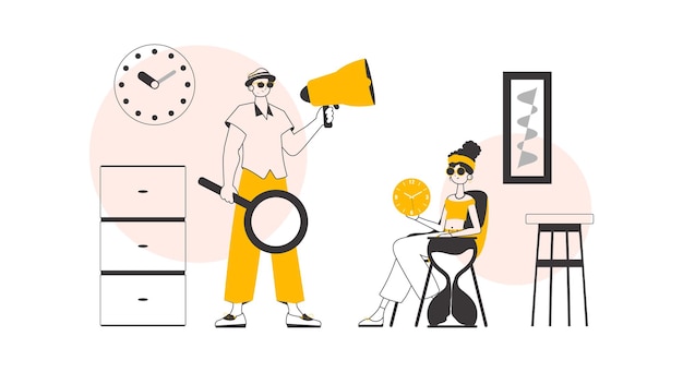 HR team The concept of finding employees for work Lineart minimalistic style Vector