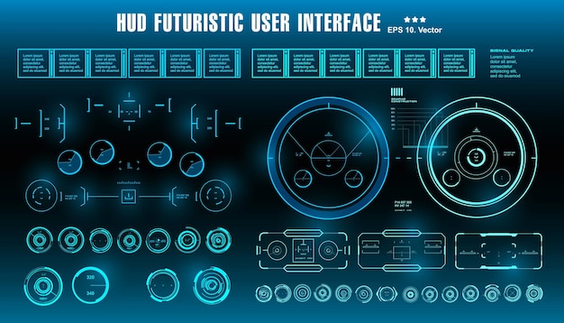 hud futuristic blue user interface dashboard display virtual reality technology screen