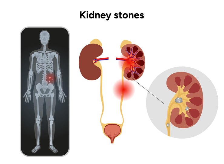 Vector human urine pain diagnosis ureter kidney stones in x ray urologist medical disease