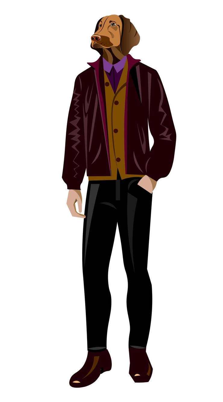 Vector humanized dog mens clothing