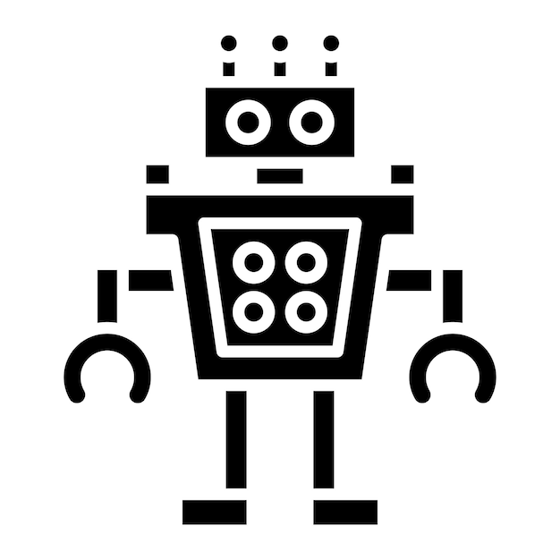 humanoid robot glyph solid black illustration