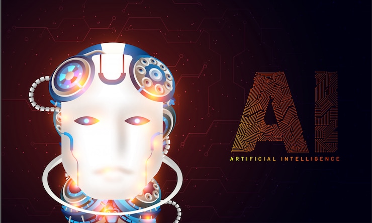 Vector humanoid robotic face.