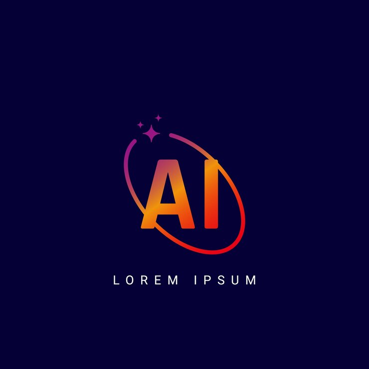Huruf AI IA dengan logo galaksi dan logo bintang
