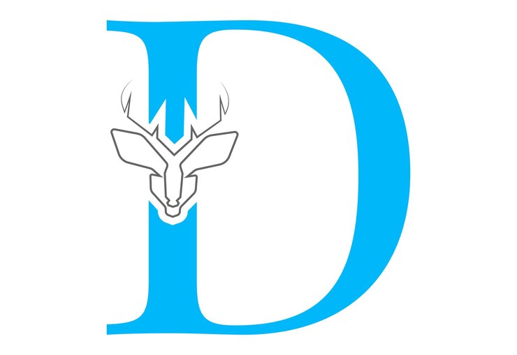 Vector huruf awal d dengan desain logo vektor kepala hewan liar bertanduk berkualitas mewah dan bergaya