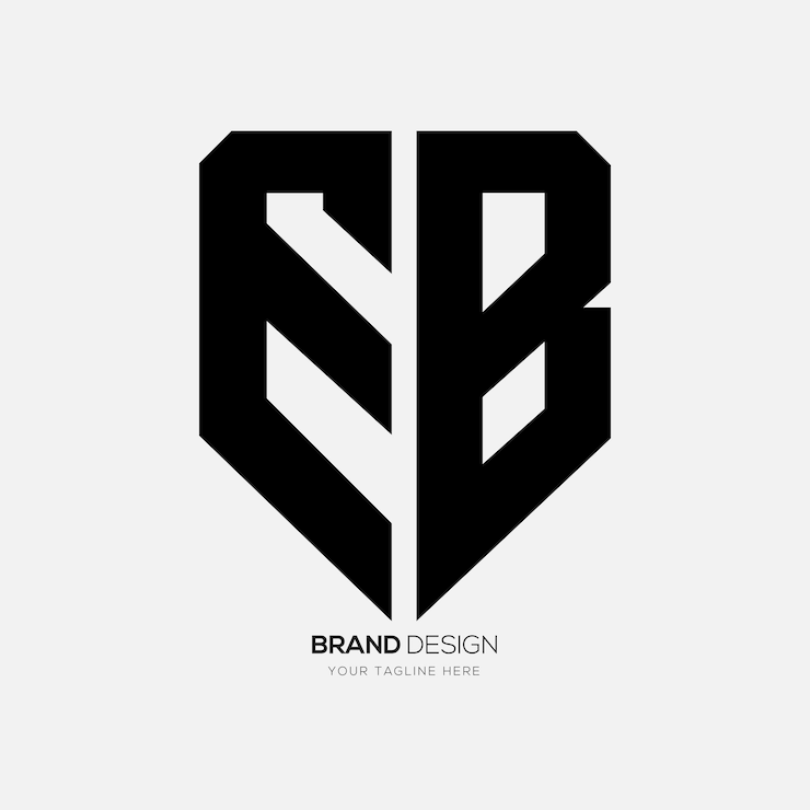 Vector huruf eb dengan logo monogram modern bisnis keamanan bentuk perisai