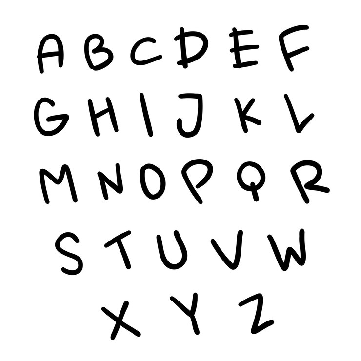 Vector huruf latin bahasa inggris hitam abc font ilustrasi vektor coretan buatan tangan coretan tulisan tangan