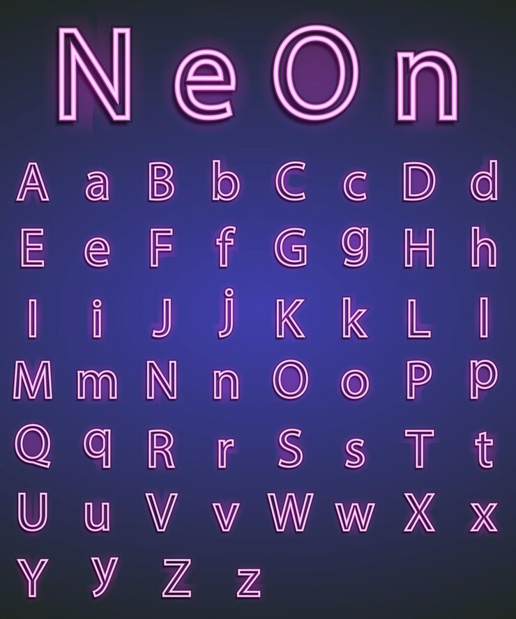 Huruf neon yang diisolasi pada ilustrasi Vektor latar belakang