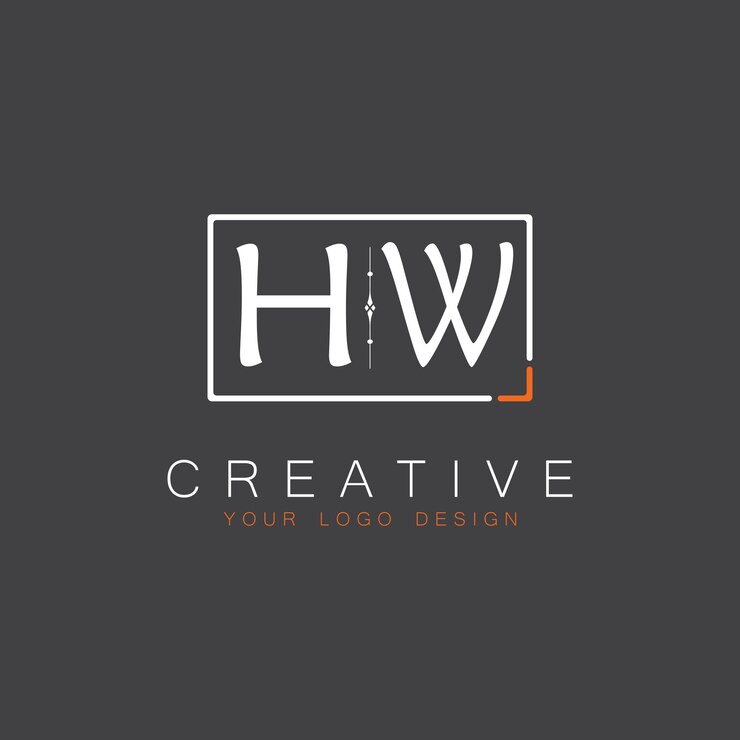 Vector hw initial monogram logo for creative with square style design