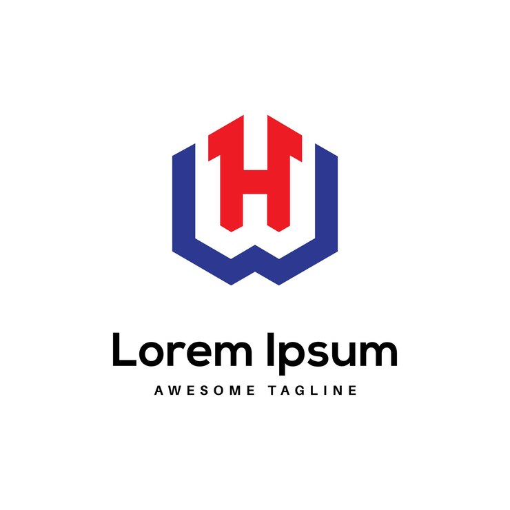 Vector hw letter logo design free icon