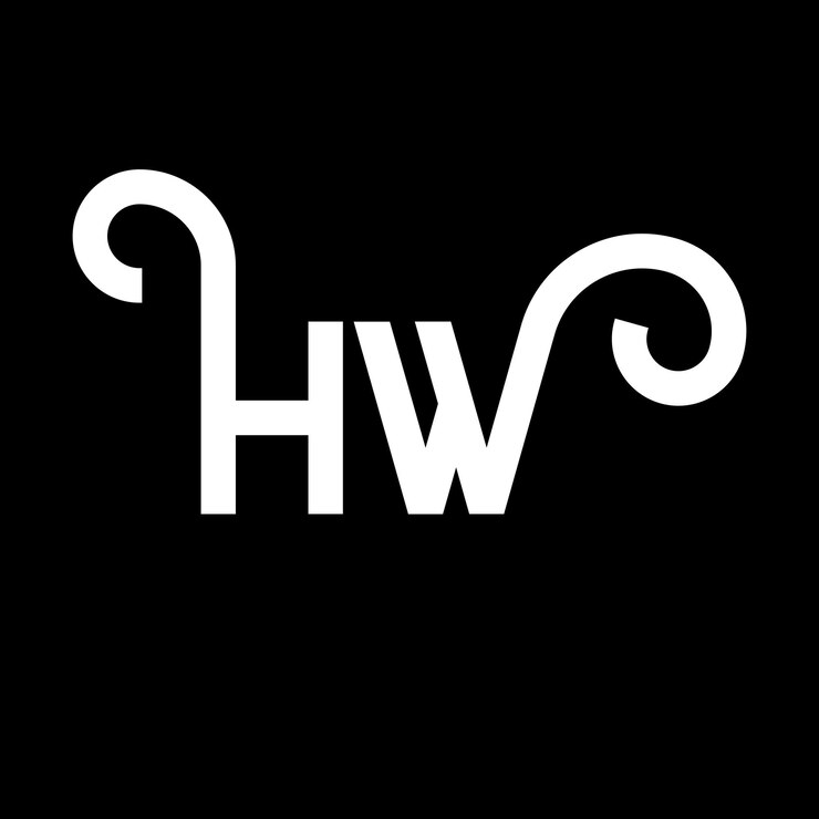 Vector hw letter logo design on black background hw creative initials letter logo concept hw letter design hw white letter design on black background h w h w logo