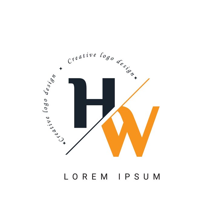 Vector hw letter logo design with a creative cut creative logo design