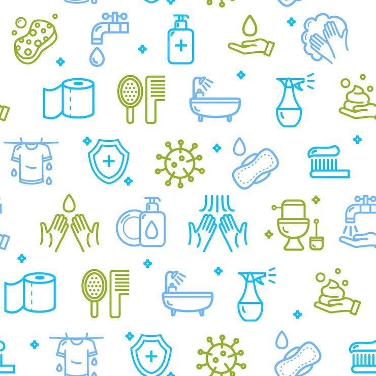 Vector hygiene signs seamless pattern background vector