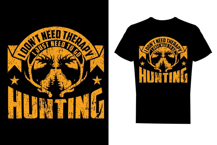 Vector i don't need therapy i just need to go hunting typography, simple hunting t shirt design
