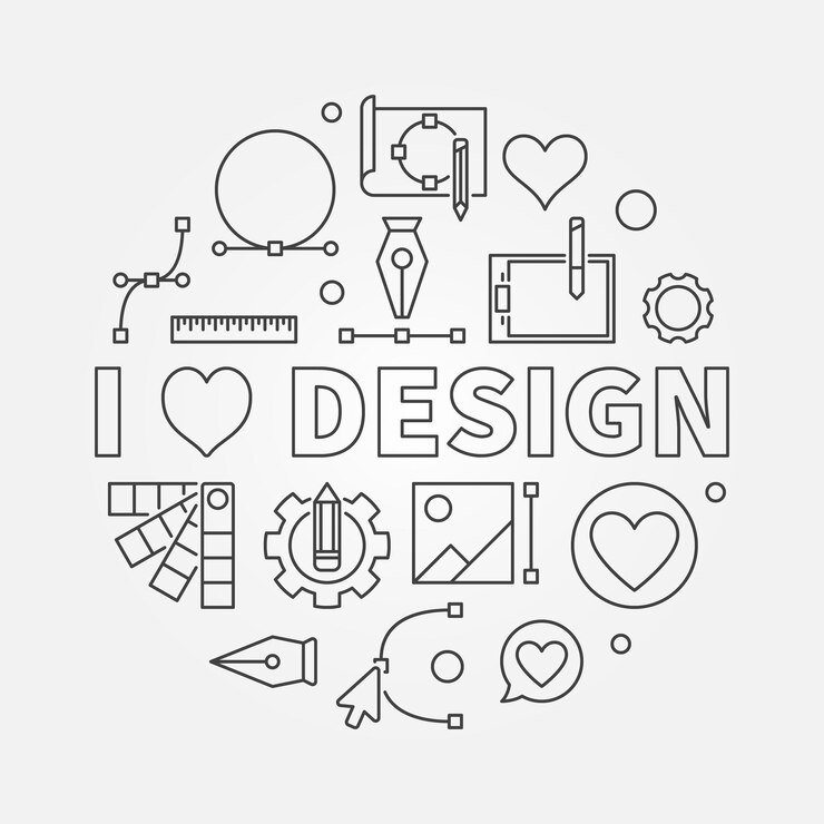 I love design vector round line symbol or illustration