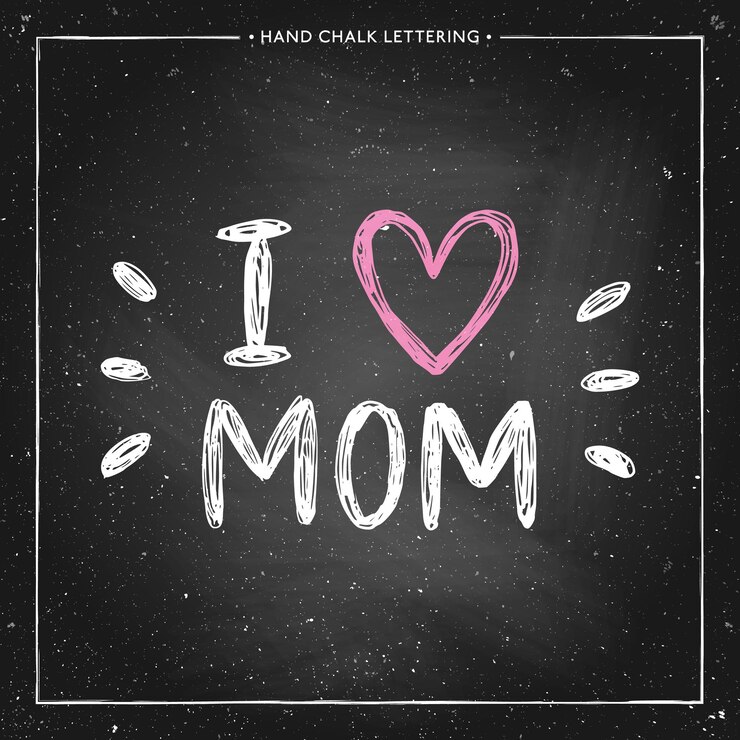 Vector i love mom quote with pink heart
