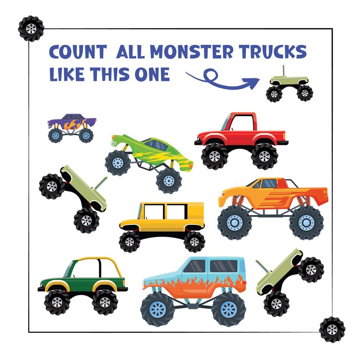 I spy monster trucks