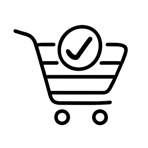 i turn 360 and in the middle an online store cart icon outline