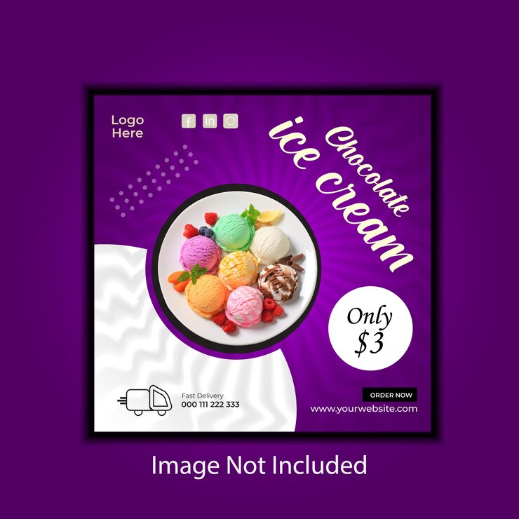 ice cream social media banner post design premium vector template