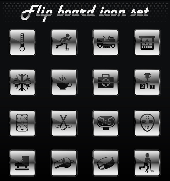 Ice rink vector flip mechanical icons for user interface design