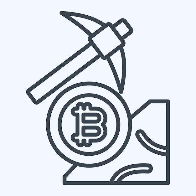icon bitcoin mining related to cryptography symbol line style simple design illustration
