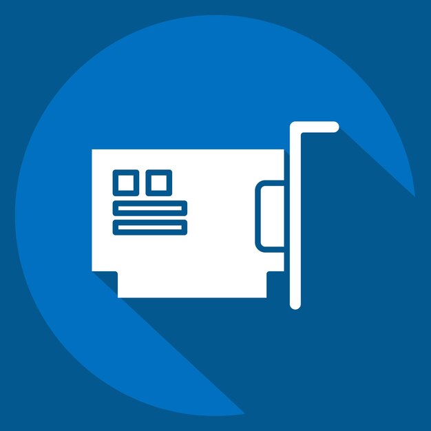 icon hardware related to computer symbol long shadow style simple design editable