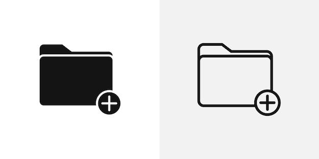 Icon of a Folder with a Plus Sign for Adding New Folders