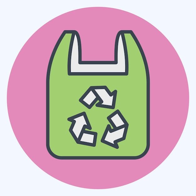 Icon Recycled Plastic Bag related to Environment symbol Color Mate Style simple design editable