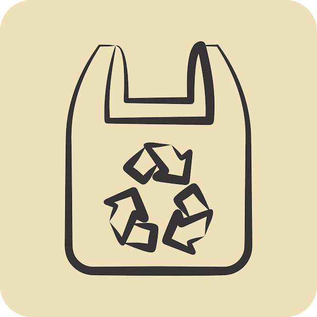 Icon Recycled Plastic Bag related to Environment symbol hand drawn style simple design editable