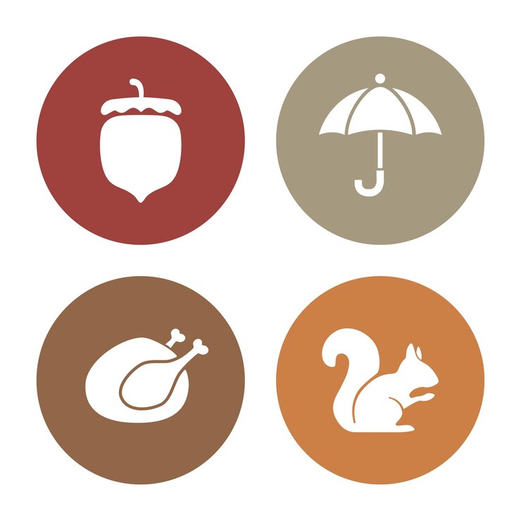 icon set cute and fun icon pack simple and minimalist icon autumn set colorful icon
