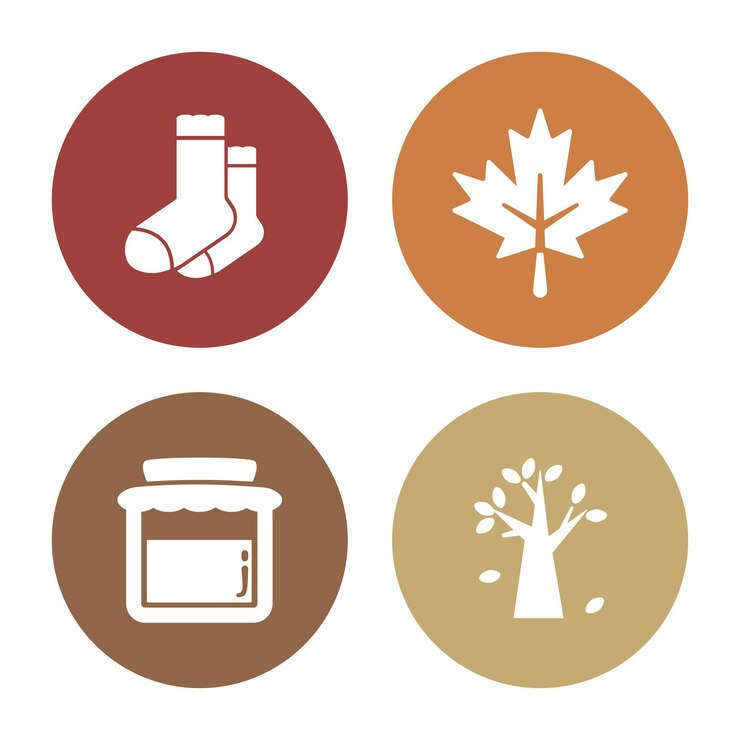 icon set cute and fun icon pack simple and minimalist icon autumn set colorful icon