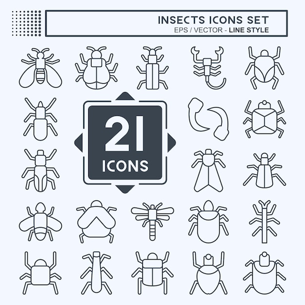 Icon Set Insects related to Education symbol line style design editable