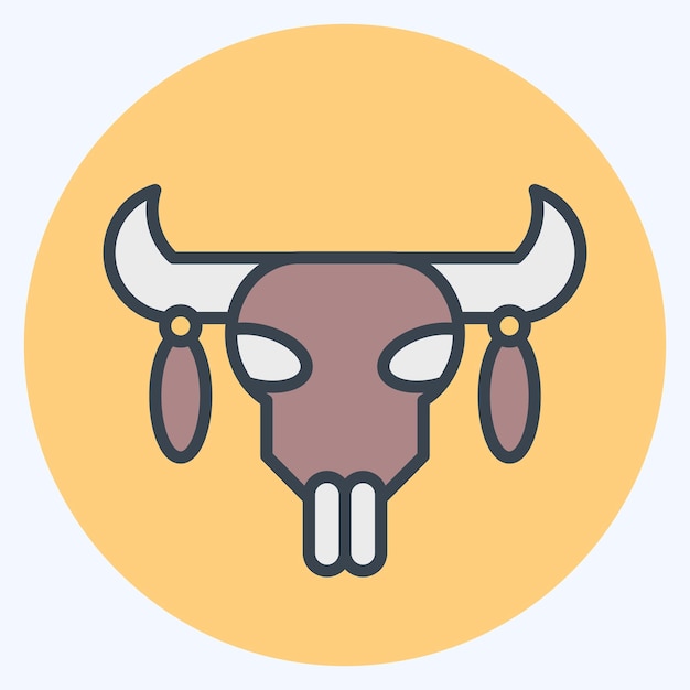 Icon Skull 2 related to American Indigenous symbol color mate style editable