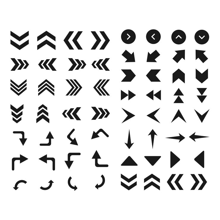 Icono de flecha gran conjunto de flechas planas