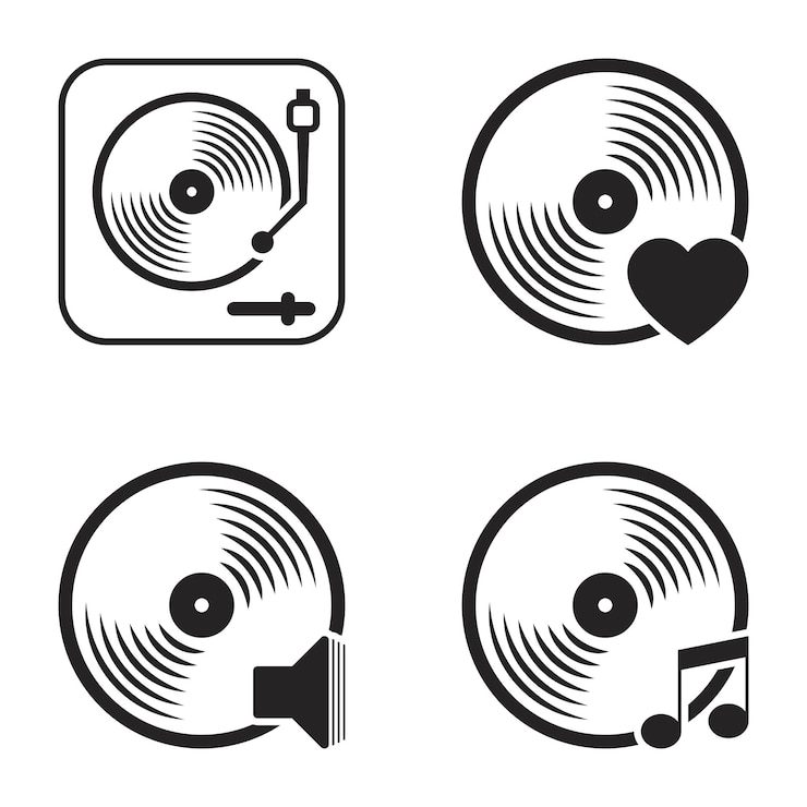 Vector icons for theme vinyl white background