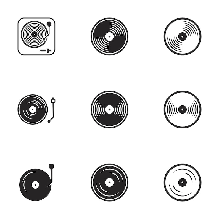 Vector icons for theme vinyl white background