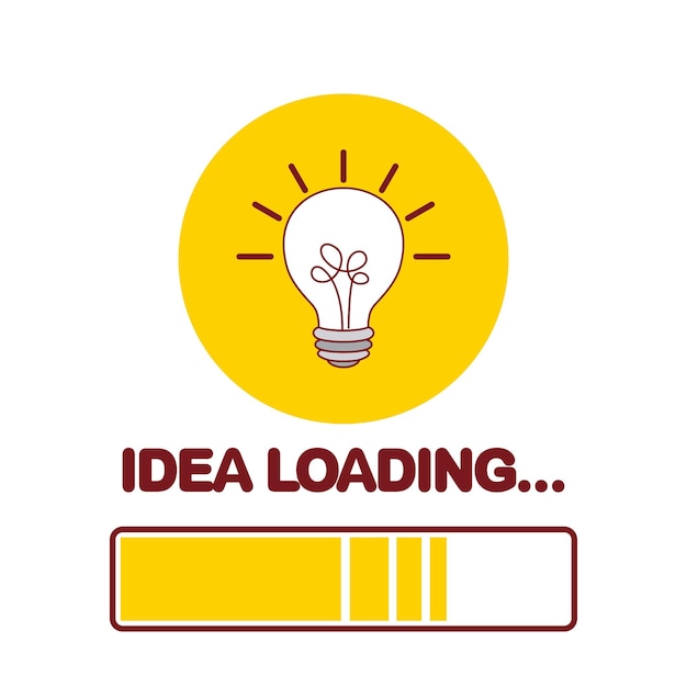 Idea loading concept with light bulb and loading bar