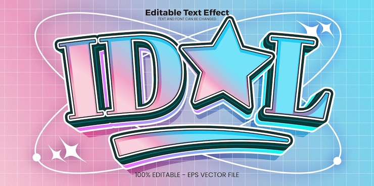 Vector idol editable text effect in modern trend style