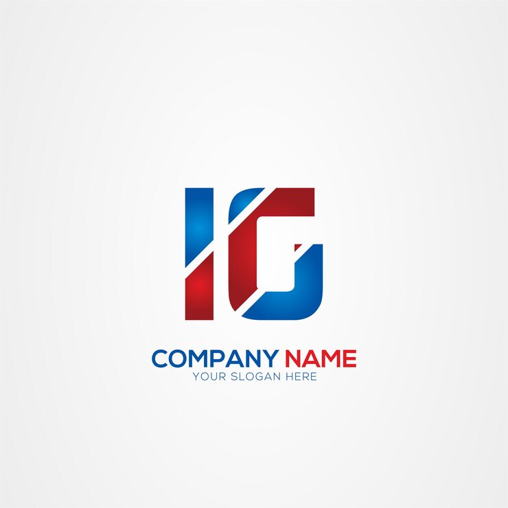 Vector ig or gi creative modern letters logo design element red and blue