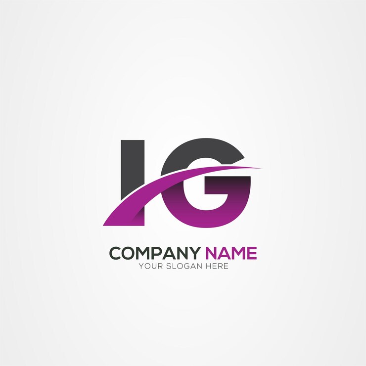 IG or GI Letter Logo Design with a Creative Cut Creative logo design